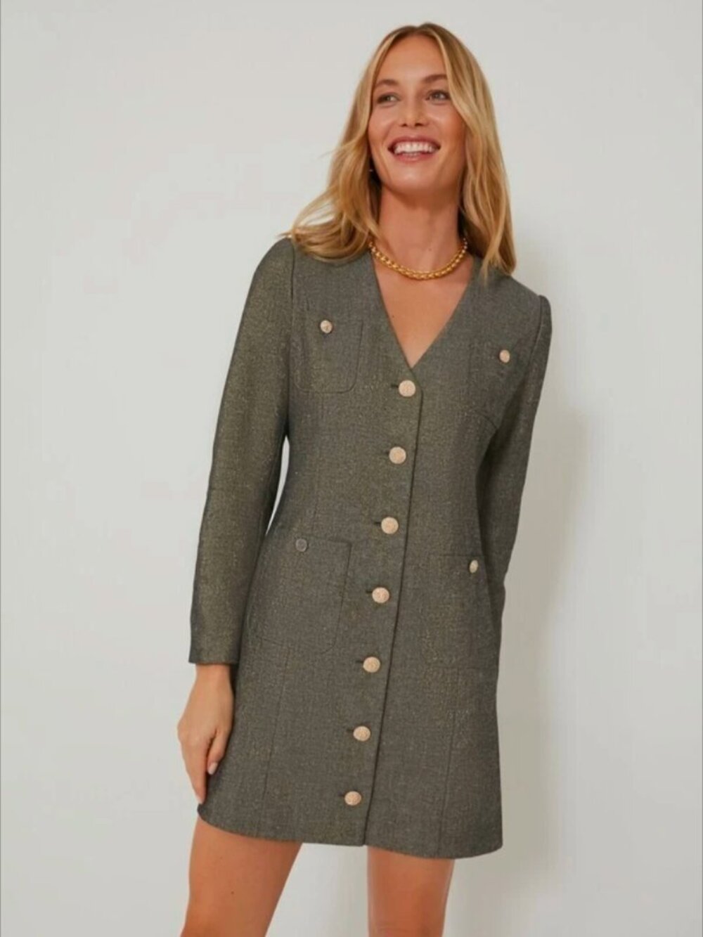 POMANDER PLACE Coventry Metallic Keira Tweed Mini Dress NWT